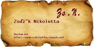 Zsák Nikoletta névjegykártya
